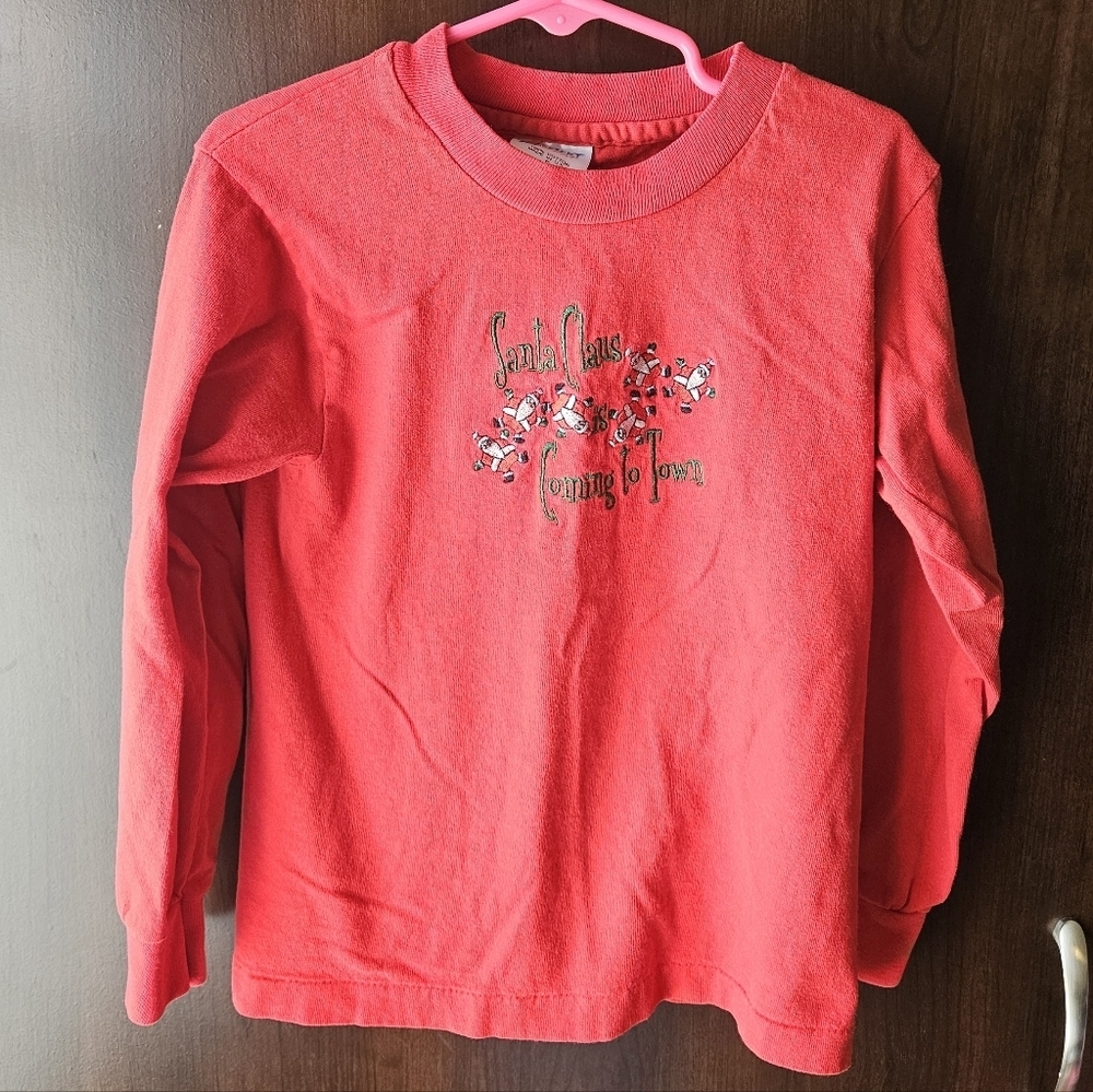 Red Kids Long Sleeve Christmas Shirt